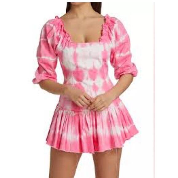 LoveShackFancy Chai Tye Dye Mini Dress Pink size 2 - Picture 1 of 10